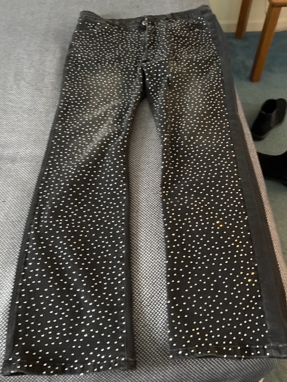 Men's Black Bootcut Jeans with Stud Detailing